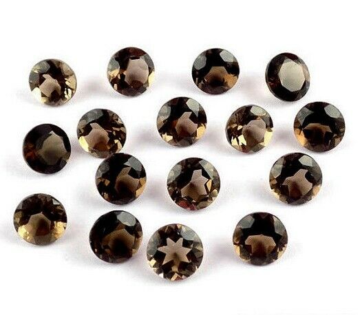 Natural Smoky Quartz 3mm To 20mm Round Faceted Cut Loose Gemstone Big Mix
