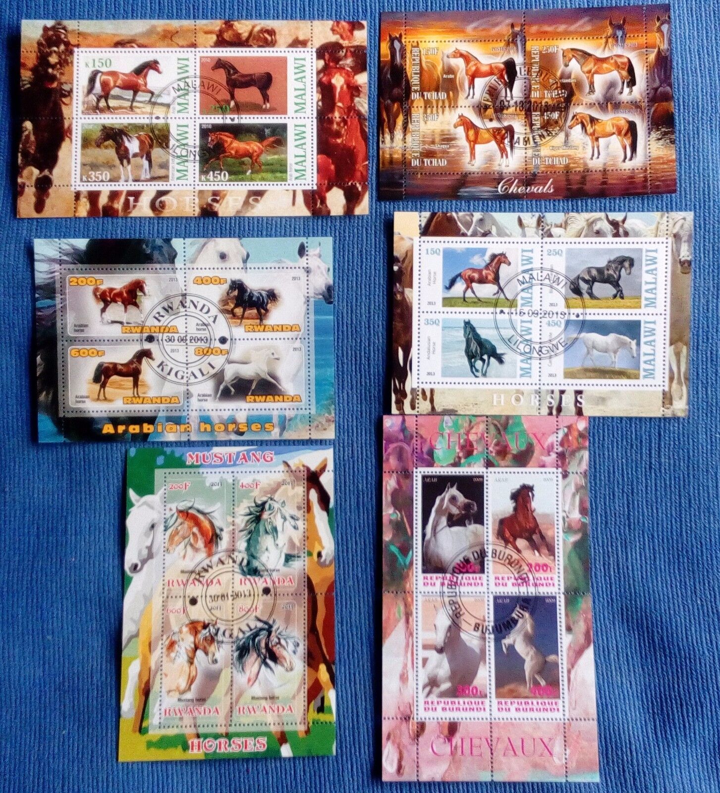 Horses - 6 Used Sheets Private Issue