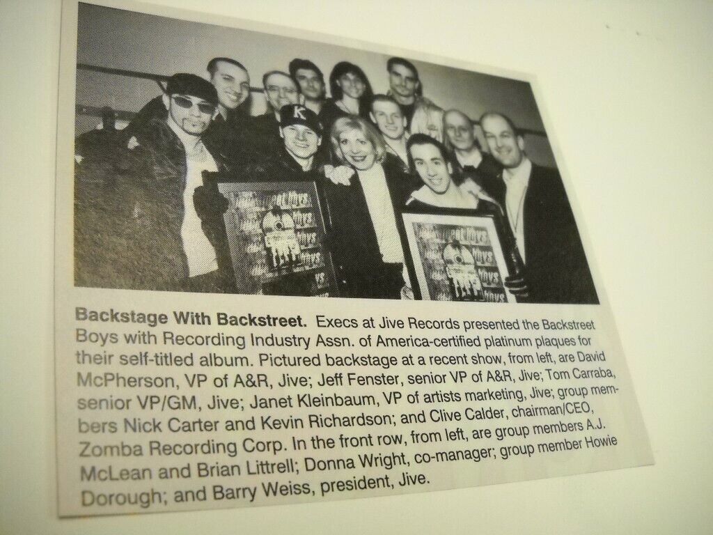 Backstreet Boys Backstage With Executives 1998 Music Biz Promo Pic/text