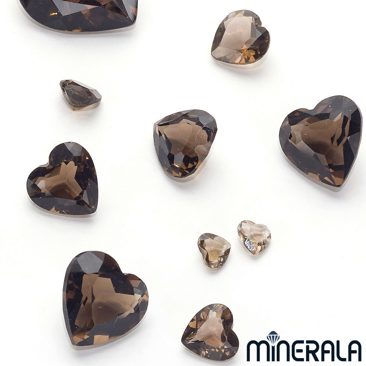 [wholesale] Natural Smoky Quartz Gemstone Faceted Heart Various Sizes Wp000a9