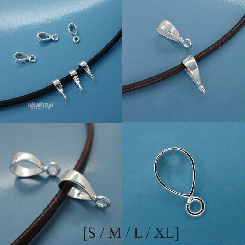 Solid Sterling Silver Smooth Pendant Bail Connector With Open Loop [choose Size]