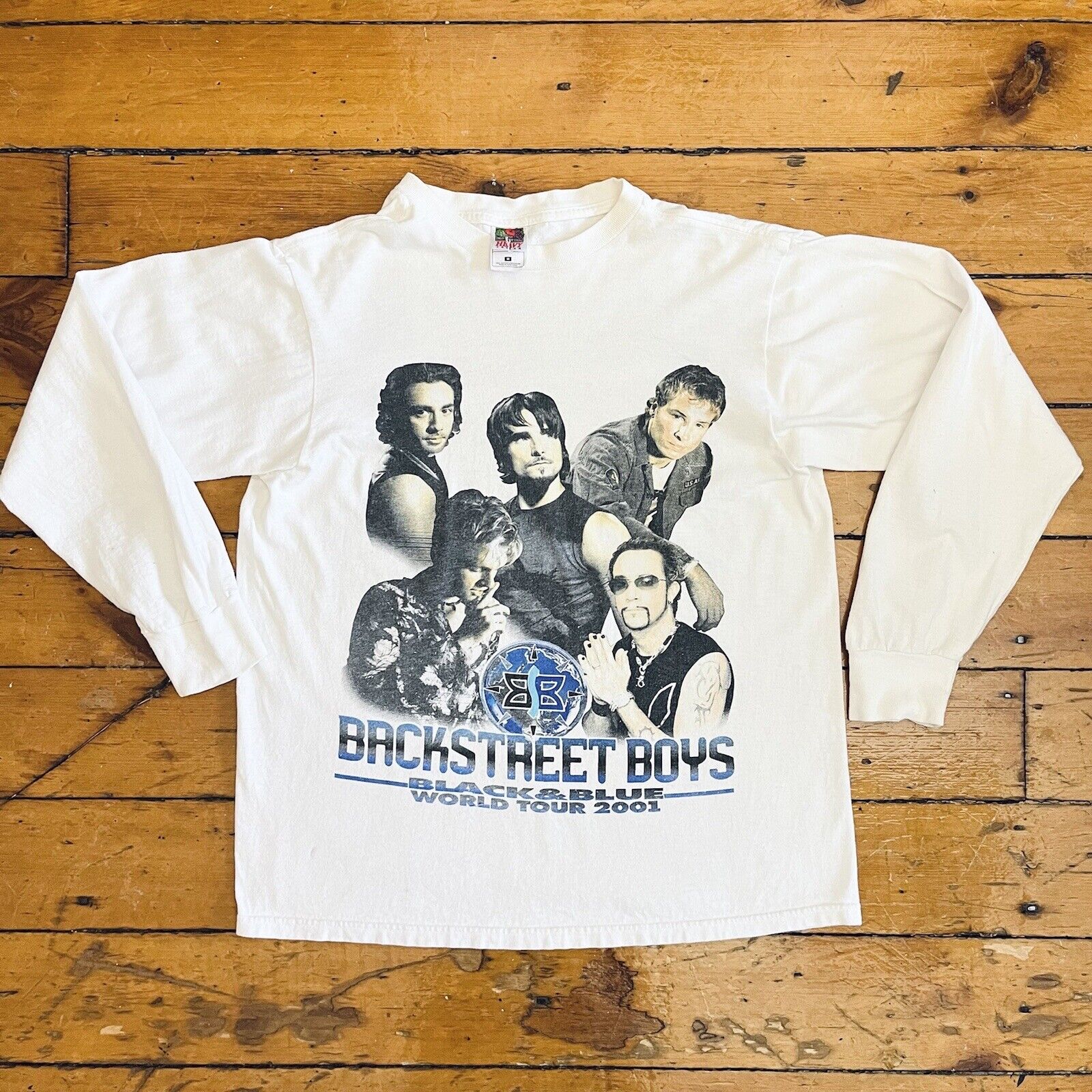 Vintage Backstreet Boys Black & Blue World Tour Long Sleeve 2001 T-shirt Medium