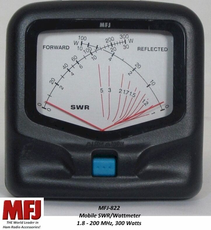 Mfj-822 Swr/wattmeter, Hf/vhf - 1.8-200 Mhz, 300 Watts, Mobile