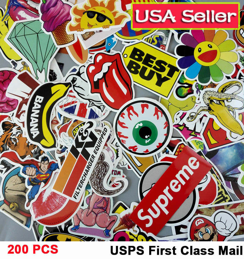 200 Skateboard Stickers Bomb Vinyl Laptop Luggage Decals Dope Sticker Cool Lot