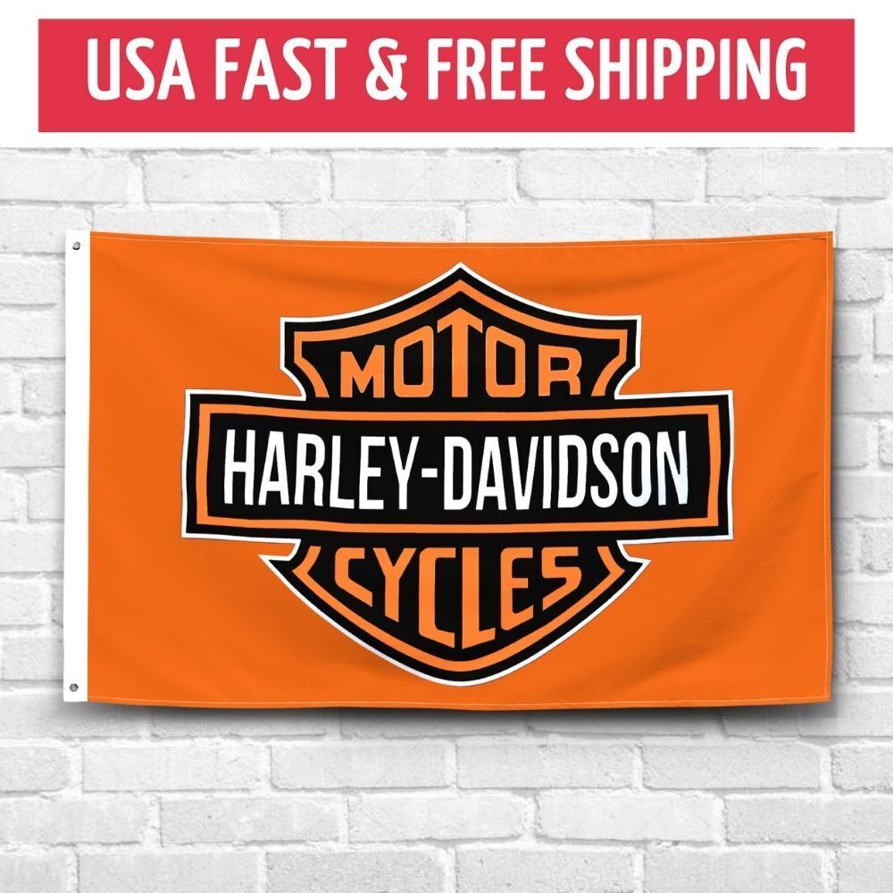 Premium Harley Davidson Logo 3x5 Ft Flag Motorcycle Banner Polyester Garage Sign
