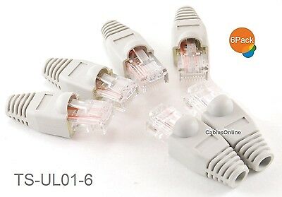 6-pack 10/100 Ethernet Loopback Plug, Pinout 1-to-3, 2-to-6, Gray Ts-ul01-6