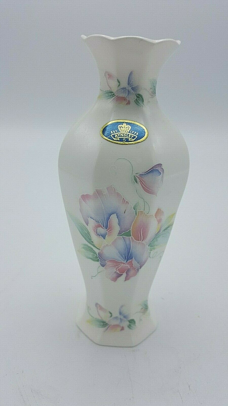 Vintage John Aynsley Little Sweetheart 7" Vase Paisley Floral English Bone China