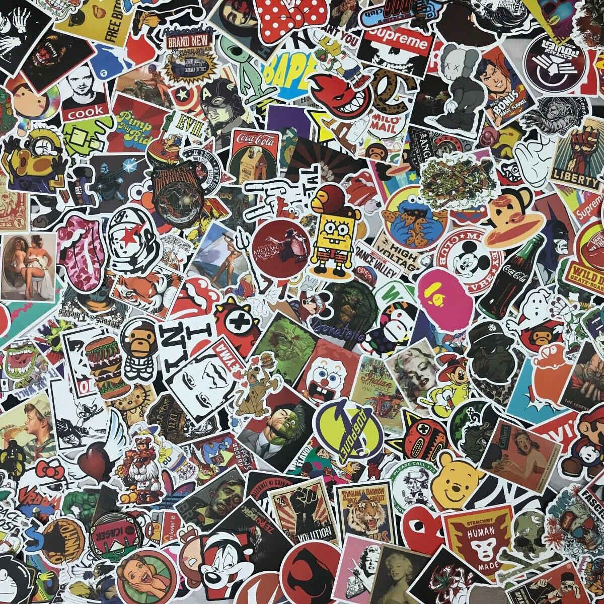 Lot 100 Random Vinyl Laptop Skateboard Stickers Bomb Luggage Decals Dope Sticker