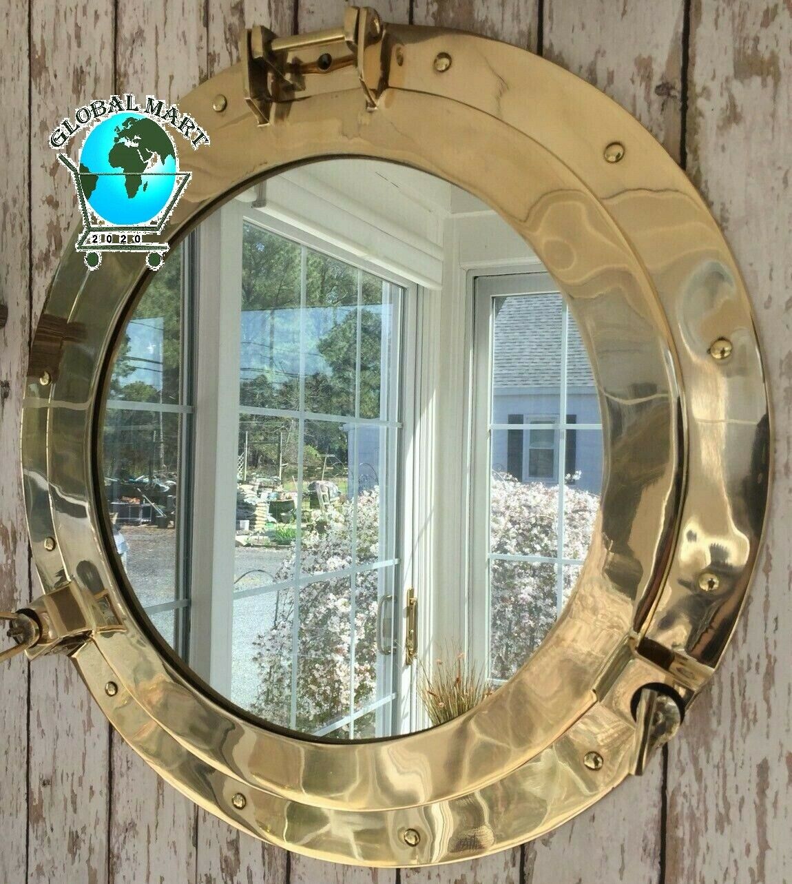 20" Brass Porthole Mirror ~nautical Wall Decor ~ Large Working Ship Cabin Window