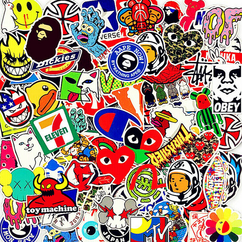 200pcs Stickers Skateboard Vinyl Laptop Luggage Decals Dope Sticker Kids Random