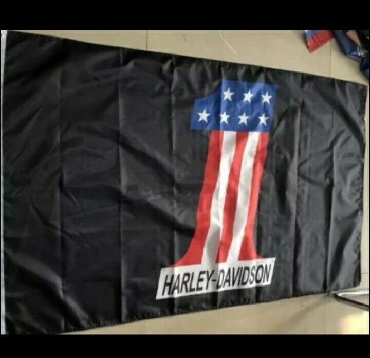 Harley Davidson Flag Banner 3x5ft One Star Red White And Blue Motorcycle