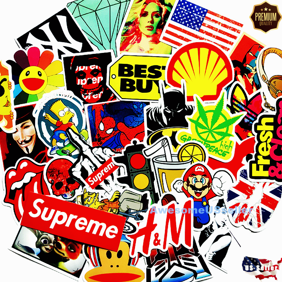 Skateboard 100 Stickers Car Laptop Sticker Decals Dope Luggage Christmas Gifts