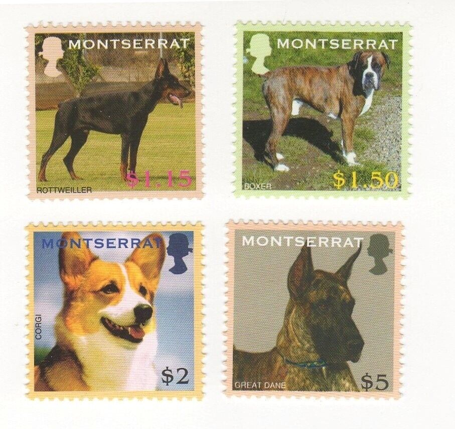 Montserrat - 2006 Dogs Rottweiler, Boxer, Corgi, Great Dane - Set Of 4 - Mnh