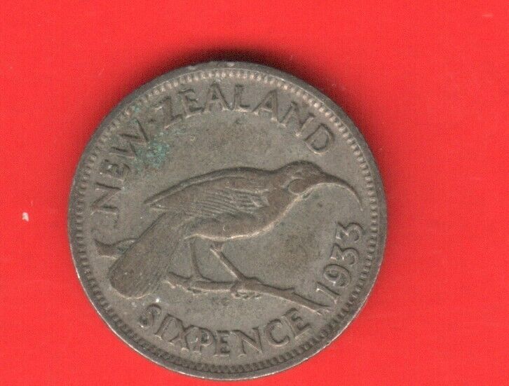 New Zelanda 6 Pence 1933 Silver
