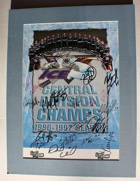 1996-97 Indiana Indianapolis Ice Ihl Hockey Champs Poster With 18 Autographs!