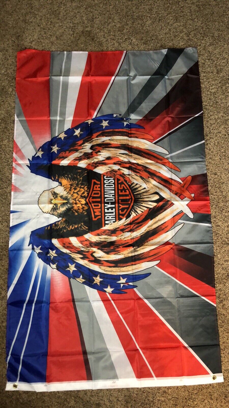 Harley Davidson Flag W/ Usa Flag Eagle 3'x5' - New In Bag - Garage Man Cave 🔥🔥
