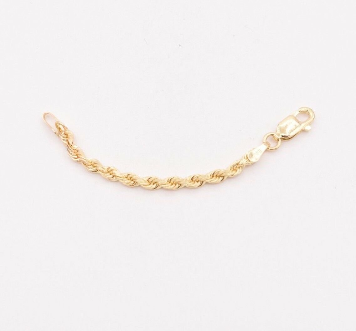 2.5mm Diamond Cut Rope Chain Extender Necklace Pendant Real 10k Yellow Gold