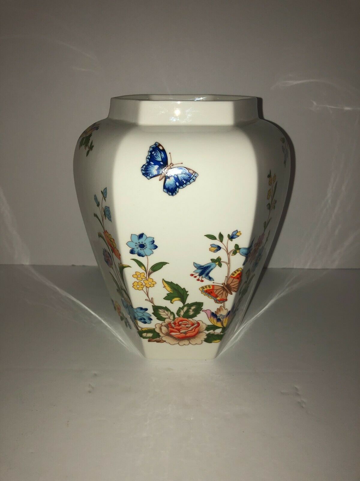 Vintage Aynsley Fine Bone China Vase, (england), "cottage Garden", 7 1/2 Tall