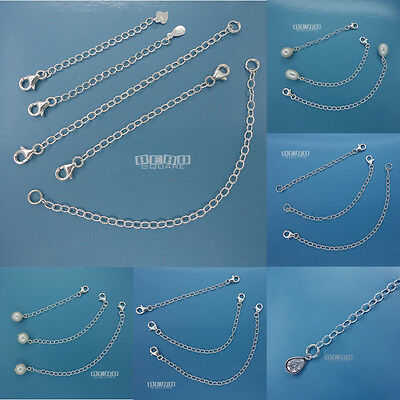 1 Pc Sterling Silver Extender / Safety Chain / Connector For Necklace / Bracelet